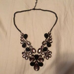 INC Crystal Flower Statement Necklace
